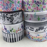 1" 25MM NEW 5 yards/ Musical note printing cartoon printed grosgrain ribbon cartoon ribbon DIY handmade material 2103152