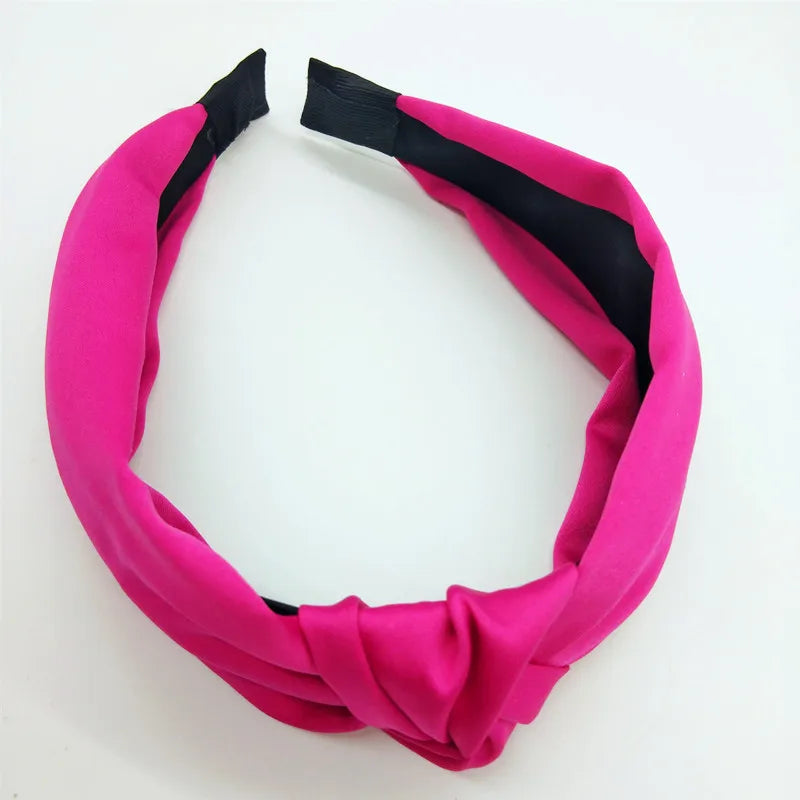 Fashion Top Knot Satin Headbands Wide Fabric Makeup Hairbands for Women Girls Ladies Washing Hair Hoops Bezel Hair Accessories