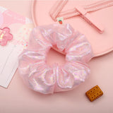 Metallic Laser Elastic Hair Band for Girls Shiny Transparent Scrunchies for Hair Rubber Ties Ponytail Holder Solid Stretch