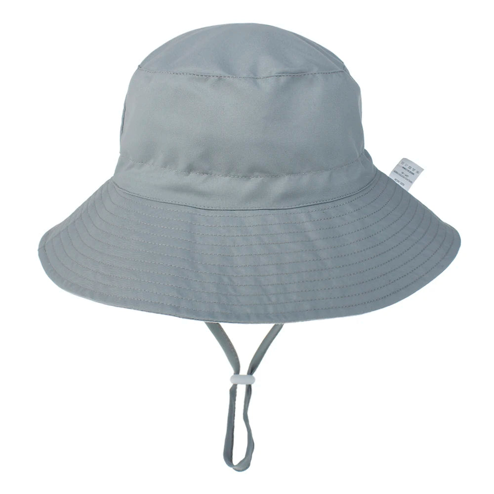 Girls Boys Outdoor Anti UV Beach Cap Summer Baby Sun Hat Swimming Hat Kids Bucket Cap with Adjustable Chin Strap 0-8 Years