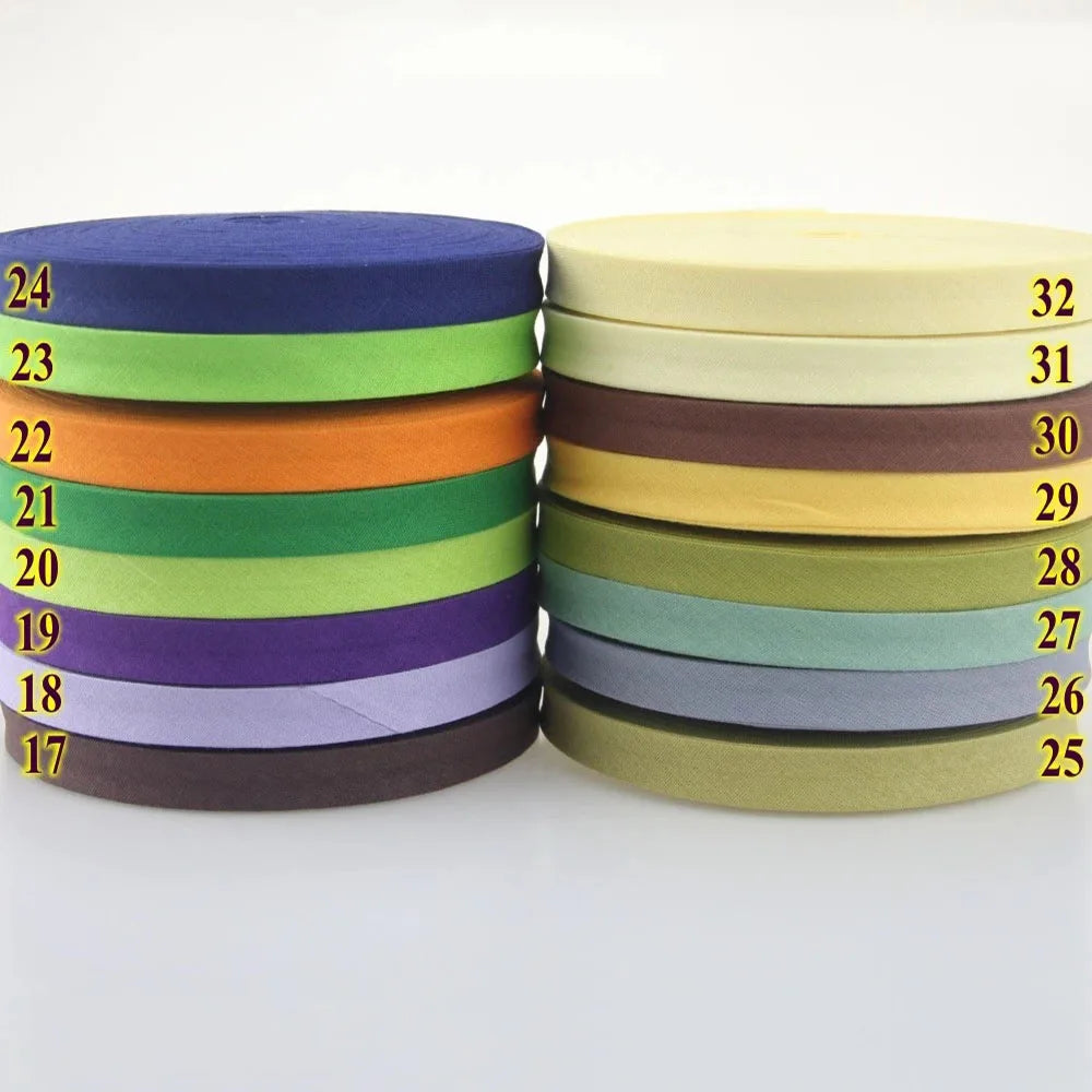 12mm(1/2") Narrow Ironed Single Folded Cotton Solid Color Bias Binding Tape Diy Ribbon Garment Quilt Craft Sewing Accessories