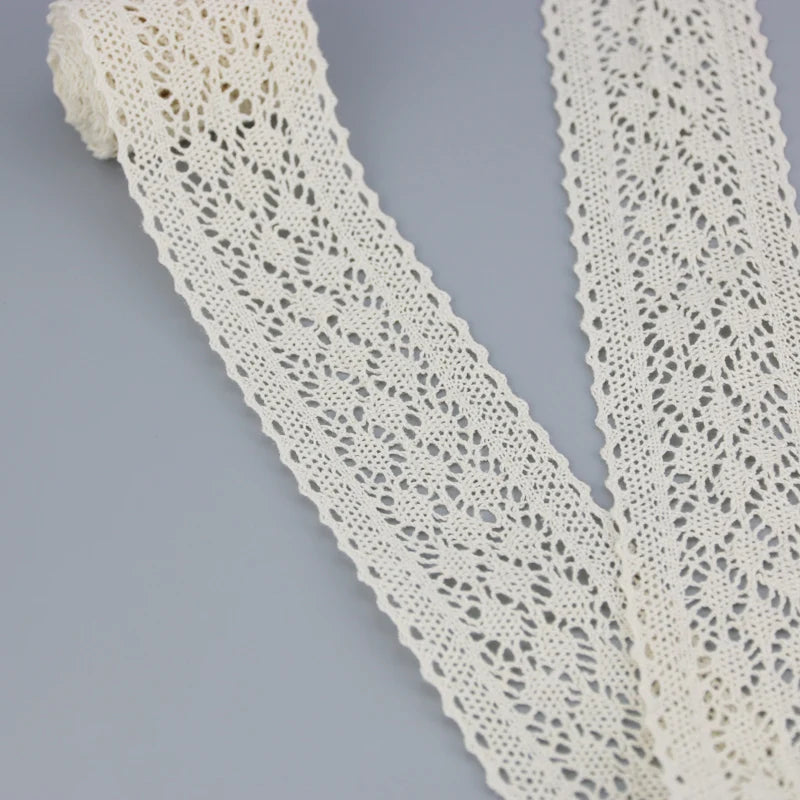 (5Meter/roll)  White Cotton Embroidered Lace Net Ribbons Fabric Trim DIY Sewing Handmade Craft Materials