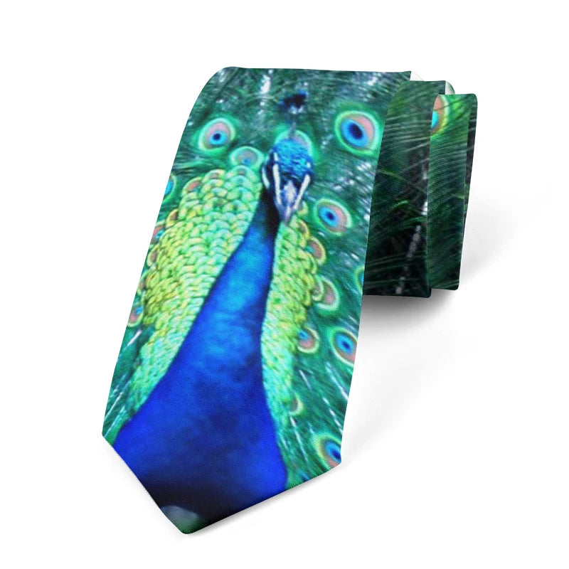 Creative Design Mathematical Symbol Men's Tie Funny Animal Peacock Print Polyester Business Casual Tie Party Shirt Accessories