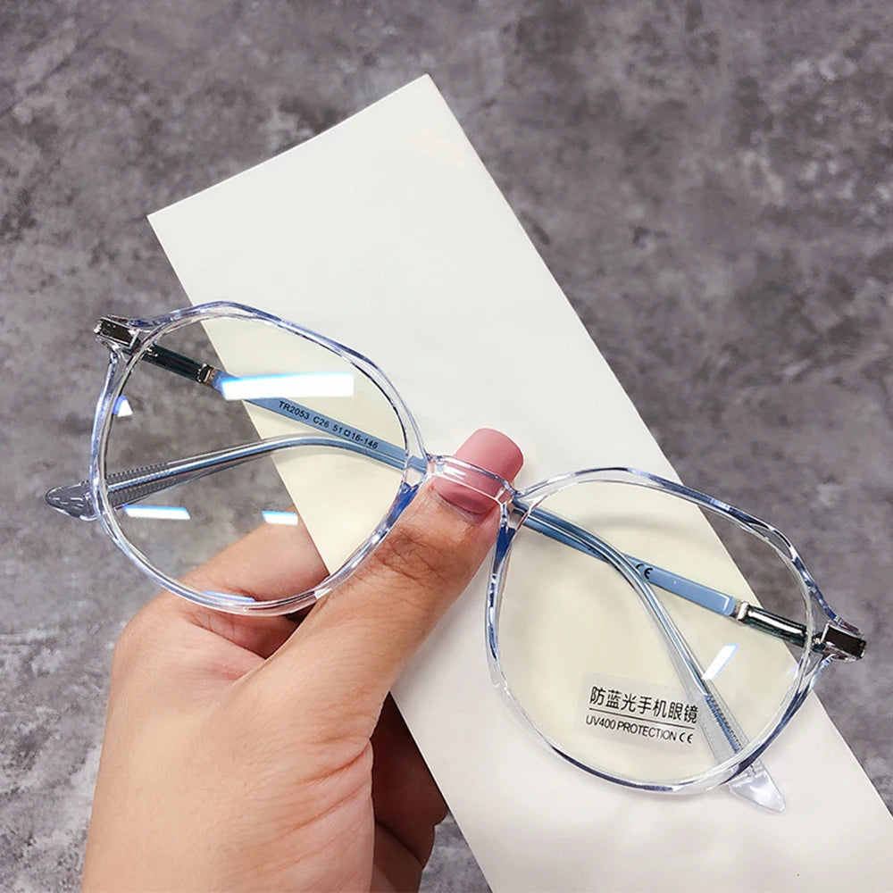 Fashion Women Anti Blue Light Glasses Blue Light Blocking Eyewear Luxury Brand Round Optical Spectacle Frame Computer Glasses