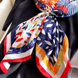 2023 Women Brand Designer Scarf Fashion Oil Painting Aztec Silk Scarves Square Small Handkerchief Neck Snood Bag Hijab 90*90Cm