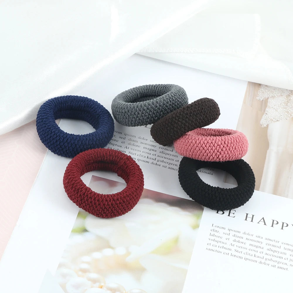 6Pcs/Lot Solid Color Basic Rubber Bands Simple High Elastic Hairband Girls Headwear Headband Fashion Women Gum Hair Accessories