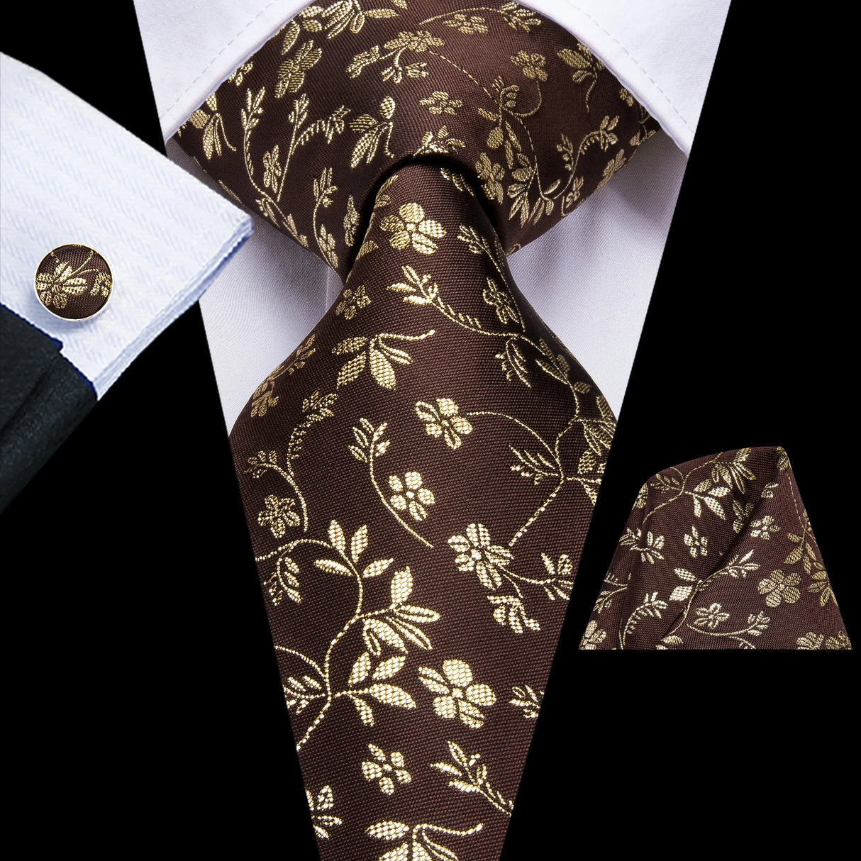 Hi-Tie Elegant Mens Necktie Black Gold Striped Paisley Silk Wedding Nicktie For Men Hanky Cufflinks Business Party Dropshipping