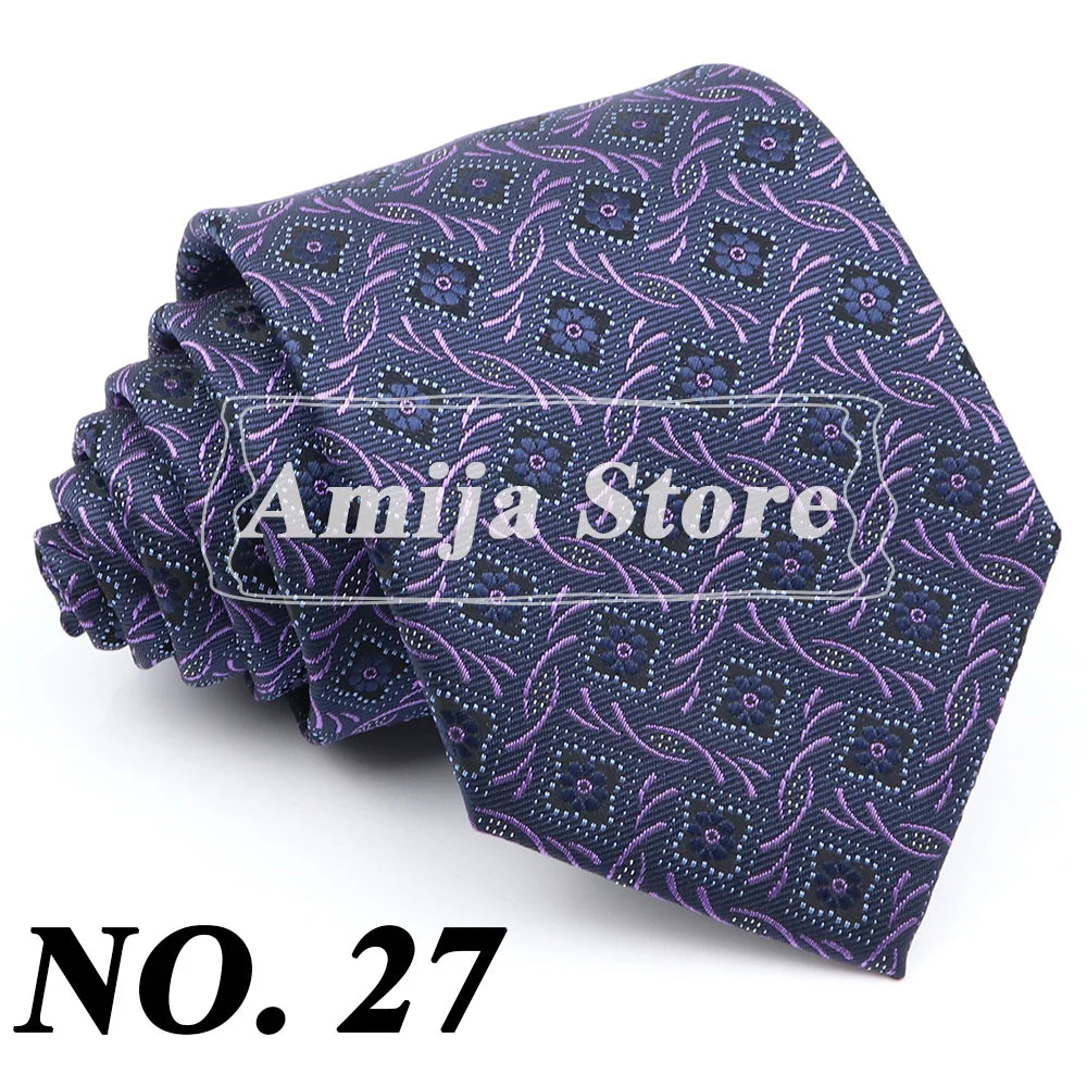 New Men's Formal Tie Striped Blue Gray Necktie 8cm Wide Tie Gift For Man Office Wedding Party Cravat Man Accessories Daily Wear