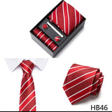 Gravatas For Men Luxury  Tie Hanky Pocket Squares Cufflink Set Necktie Box Male Brown April Fool's Day