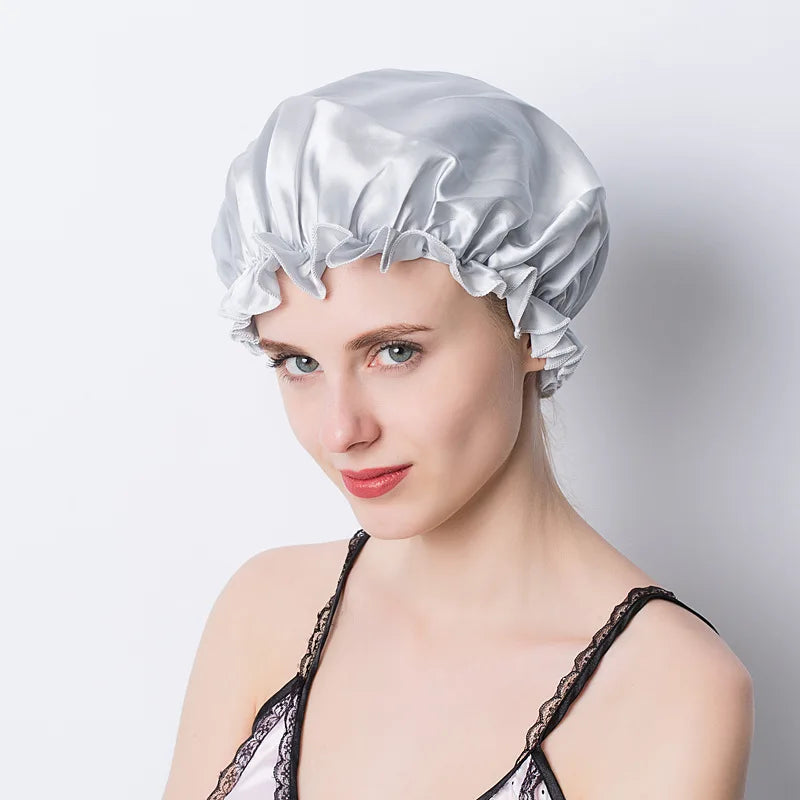 Large 100 Silk Sleeping Cap For Women Hair Bonnets Head Cover Hair Loss Hats Luxury Silk Bonnets Night Hair Wrap Mulberry Silk