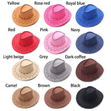 Western Cowboy Hat for Men Women Kids Fedora Outdoor Wide Brim Faux Leather Summer Wide Brim Beach Travel Cap Black White Pink
