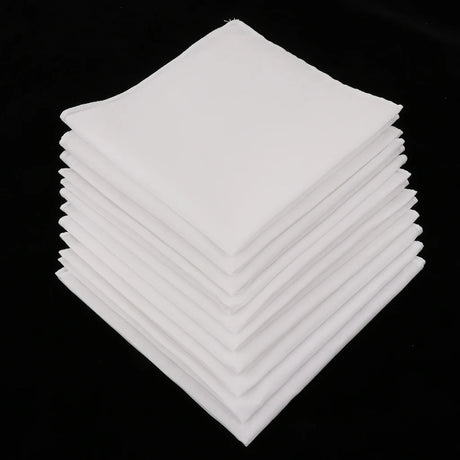 10pcs White Hankie Women Handkerchiefs   Cotton Square Super Soft Washable Hanky Chest Towel Pocket Square 28 x 28cm