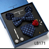 Holiday Gift Box Tie For Men Tie Handkerchief Pocket Squares Cufflink Set Necktie Box Man Dark Grey April Fool's Day