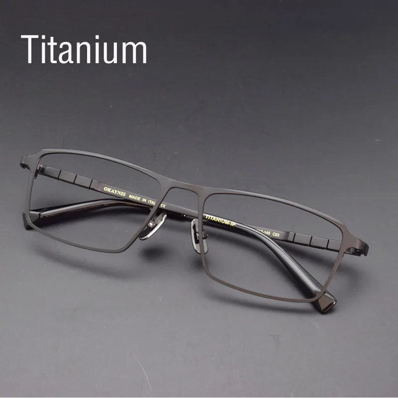 Pure Titanium Glasses Frame Men Titanium Alloy Prescription Eyeglasses Silver Super Light Spectacles Optical Glasses Frame