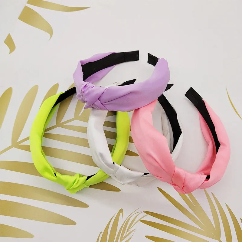 Fashion Top Knot Satin Headbands Wide Fabric Makeup Hairbands for Women Girls Ladies Washing Hair Hoops Bezel Hair Accessories