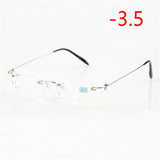 Frameless Nearsighted Glasses Finished Women Men Metal Leg Rimless Square Diopter Eyeglasses  -1.0 -1.5 -2.0 -2.5 -3.0 -3.5 -4.0