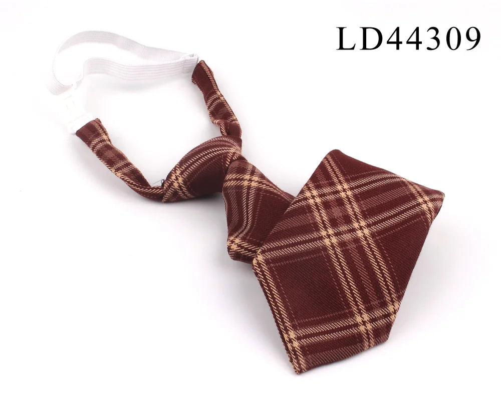 New Rubber Ties Casual Plaid Necktie For Boys Girls Neck Ties Simple Slim Necktie Gravatas Lazy Person Student Tie Neck Wear