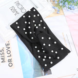 AWAYTR Women's Headbands Pearls Head Bands Knitted Turban Bandana Autumn Winter Elastic Hairband Warm Hair Accessories Headdress