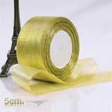 Gold/Silver Silk Satin Organza Ribbon 0.6-5CM Glitter Embroidered Onions Ribbons for Wedding Cake Gift Decoration Craft Supplies