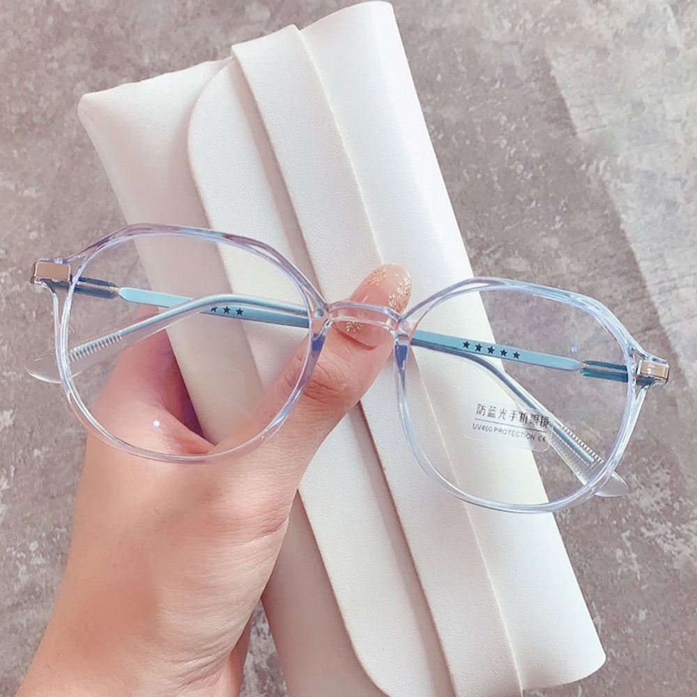 Fashion Women Anti Blue Light Glasses Blue Light Blocking Eyewear Luxury Brand Round Optical Spectacle Frame Computer Glasses