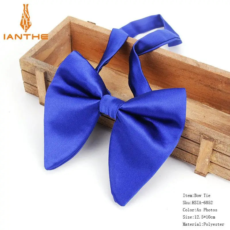 Men's Fashion Suits Bow Tie Women Classic Big Bowtie For Man Wedding Bowknot Adult Mens Bowties Cravats Uniform Solid Black Tie