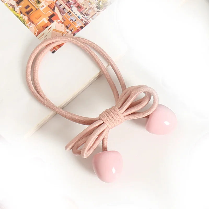 Pink Elastic Hair Bands Cute Rabbit Round Beads Heart Strawberry Rubber Band For Baby Girls Children Women Hair Accessories Gift