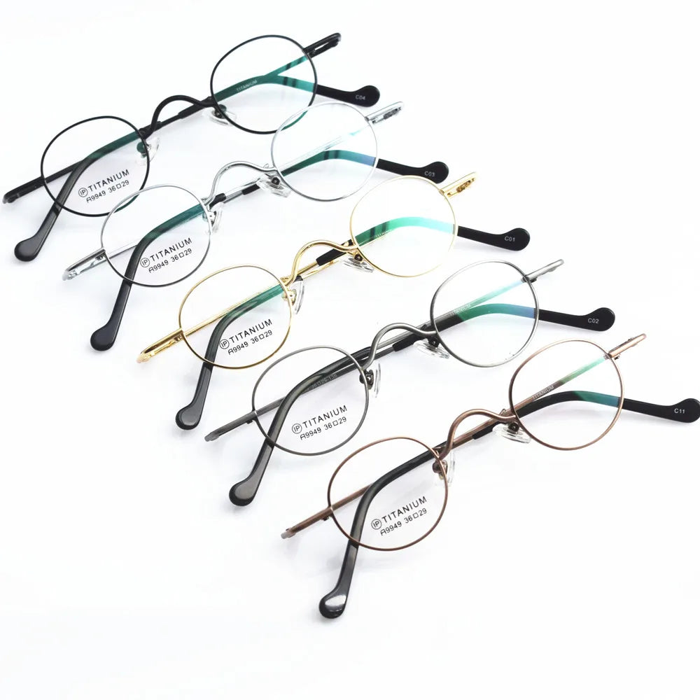 Titanium Glasses Super Small Oval Full Rim Eyeglass Frames Men Women Optical Prescription Lightweight Earwear