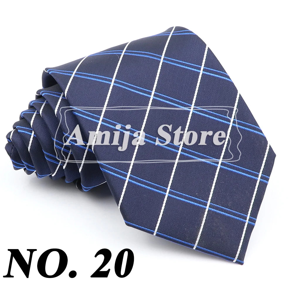 New Men's Formal Tie Striped Blue Gray Necktie 8cm Wide Tie Gift For Man Office Wedding Party Cravat Man Accessories Daily Wear