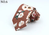 New Men's Floral Neck Ties Casual Cotton Slim Tie Skinny Wedding Party Suit Collar Flower Neckties Gravata Accessories Gift