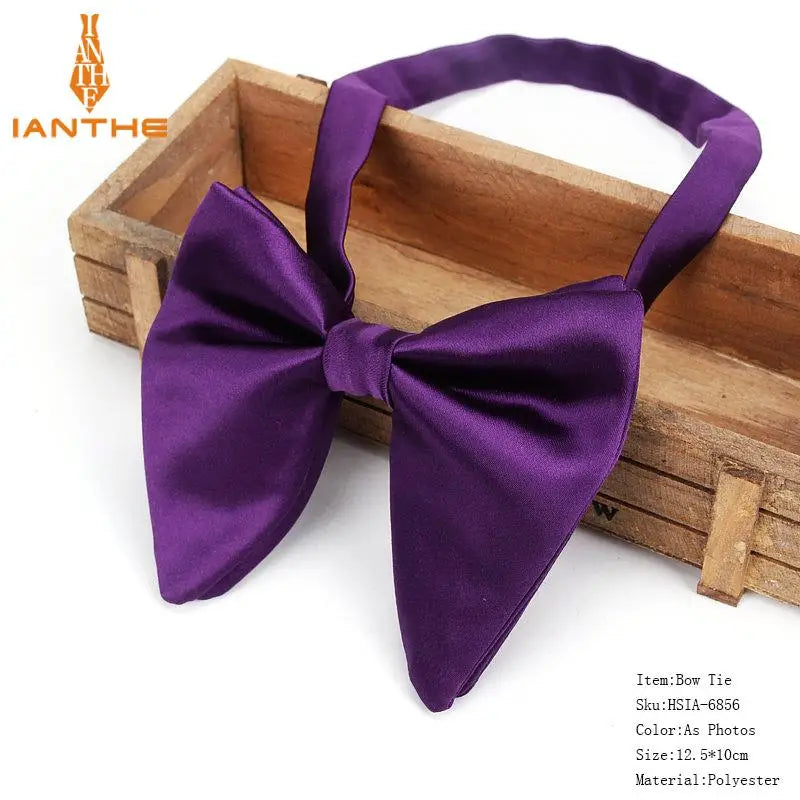 Men's Fashion Suits Bow Tie Women Classic Big Bowtie For Man Wedding Bowknot Adult Mens Bowties Cravats Uniform Solid Black Tie