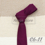 High Quality 100% Wool Tie Slim Solid Red Yellow Blue Ties Handmade Casual Fashion Men Woven Skinny Necktie For Wedding Party