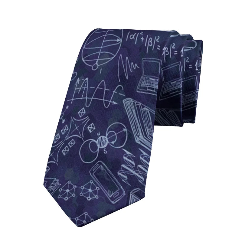 Scientific Symbol 8cm Necktie For Men Unisex Creative Math Formula Casual Polyester Men Necktie Party Wedding Accessories Tie