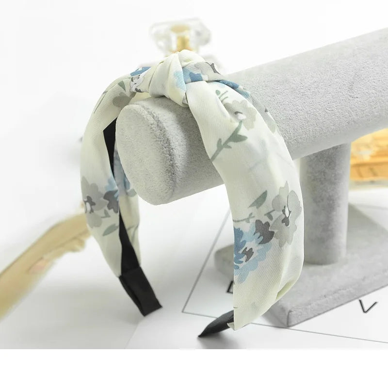 Women Elegant Top Knot Headband Print Dot Hairbands Girls Striped Plaid Flower Hair Hoop Fashion Hair Accessories FG0320