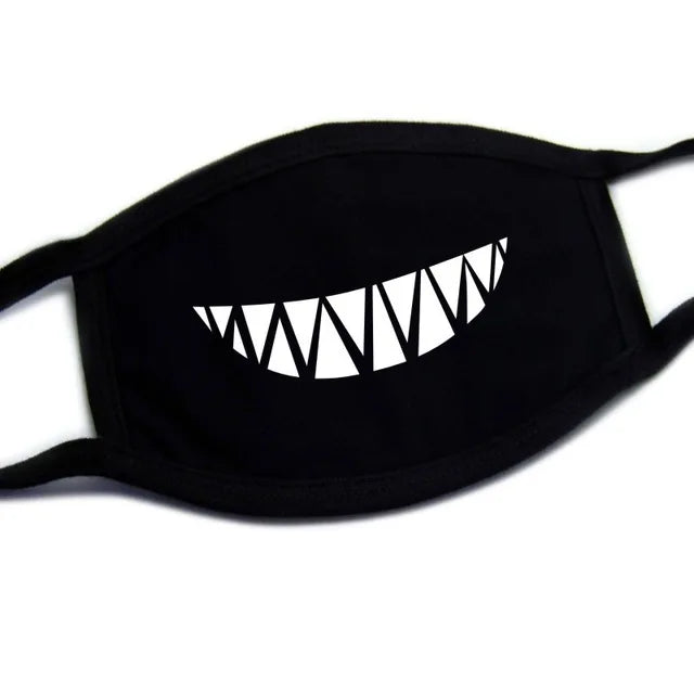 Korean Funny Expression Smile Creative Mouth Face Mask For Mouth Black Kpop Unisex Kawaii Face Mouth Muffle Mask Cotton Fashion