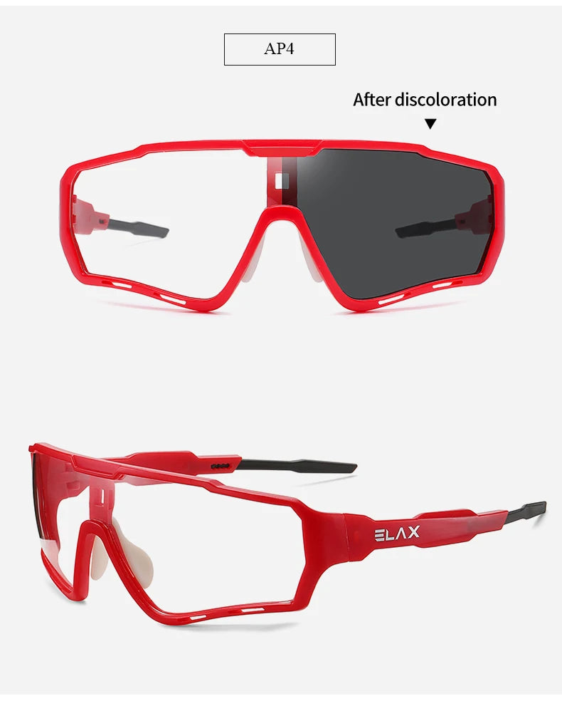 ELAX Brand New Style Photochromic Sunglasses Sports Men Women Mtb Bike Bicycle Eyewear Cycling Glasses