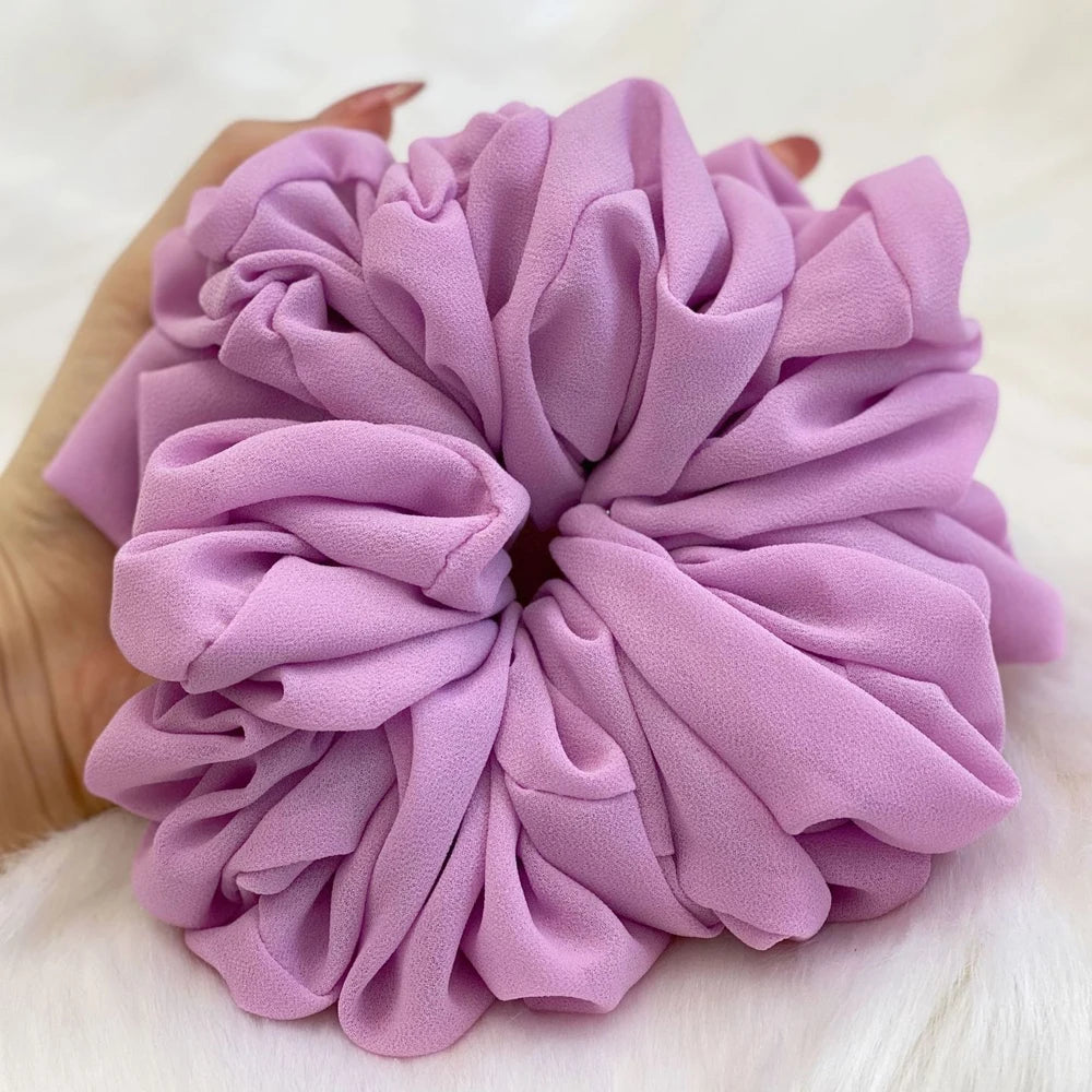 Elastics Chiffon Hair Band Solid Color Big Circle Scrunchies for Women Girl Ponytail Holder Hair Rope Hairband Hair Accessoires