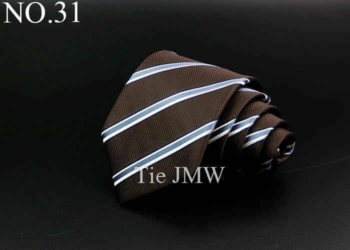 New Men's Tie Classic Stripe 7cm Jacquard Red Blue Green Necktie Daily Wear Cravat Wedding Party Dress Accessories Gift For Man