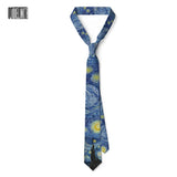 New Van Gogh Oil Painting Tie For Men Star Moon Night Retro Fun 8cm Wide Slim Necktie Accessories Daily Wear Wedding Party Gift