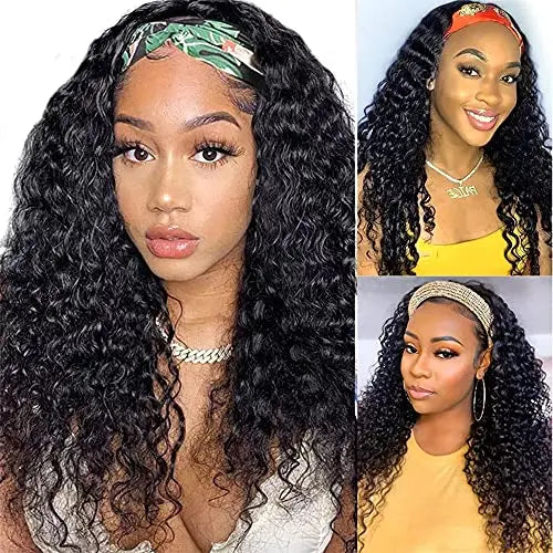 Machine Made Wigs Natural Color Wig Human Hair Deep Wave Glueless None Lace Front Curly Wave Wig Brazilian Virgin Hair