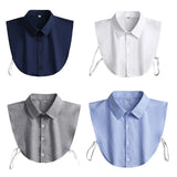 Mens Office Detachable Dickey Solid Color Button False Collar Lapel Half Shirt