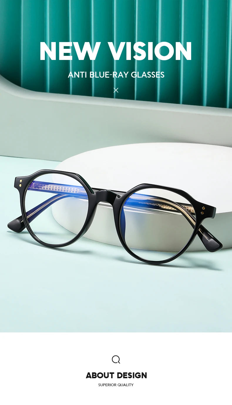 2022 Trending Blue Light Blocking Men's Retro Glasses TR90 Anti Radiation Eyeglasses Women Round Transparent Fashion Eyewear