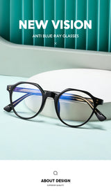 2022 Trending Blue Light Blocking Men's Retro Glasses TR90 Anti Radiation Eyeglasses Women Round Transparent Fashion Eyewear