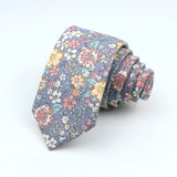 New Men's Floral Neck Ties Casual Cotton Slim Tie Skinny Wedding Party Suit Collar Flower Neckties Gravata Accessories Gift