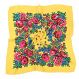 70*70cm Luxury Flowers Square Russian Scarf Women Floral Printed Shawl Female Bandana Head Wrap Headband Scarves Handkerchief