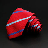 New Men's Tie Classic Stripe 7cm Jacquard Red Blue Green Necktie Daily Wear Cravat Wedding Party Dress Accessories Gift For Man