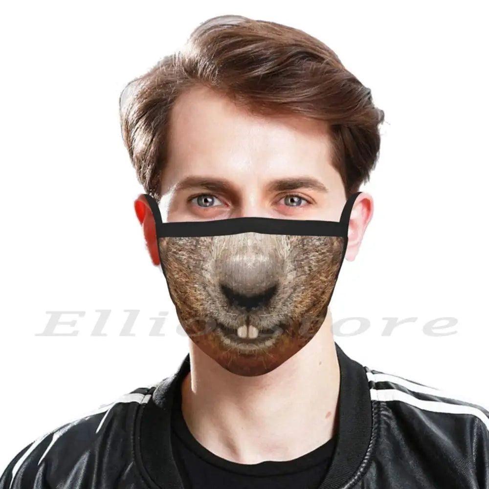 Beaver Face Adult Kids Anti Dust DIY Scarf Mask Beaver Teeth Wild Smile Smiling Face Lips Animal Nature Funny Pet Hairy Friend