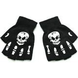 Unisex Half-finger Skull Skull Halloween Gloves, Winter Use, Luminous Fingerless Gloves, Knitted, Cycling，Skating On Foot