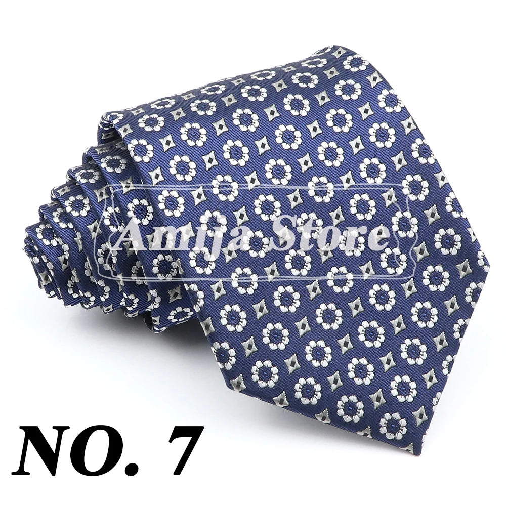 New Men's Formal Tie Striped Blue Gray Necktie 8cm Wide Tie Gift For Man Office Wedding Party Cravat Man Accessories Daily Wear