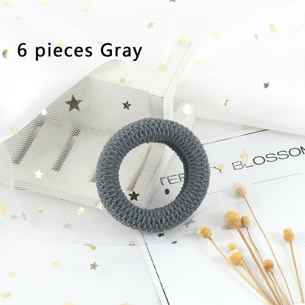 6Pcs/Lot Solid Color Basic Rubber Bands Simple High Elastic Hairband Girls Headwear Headband Fashion Women Gum Hair Accessories