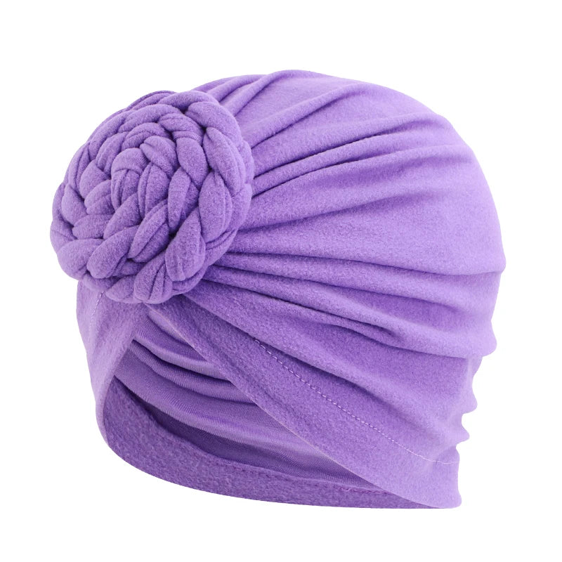 New Women cotton top knotted turban hat bonnet Hijab chemo cap headbands Female Muslim Hat Head Cover Night Cap Hair Accessories
